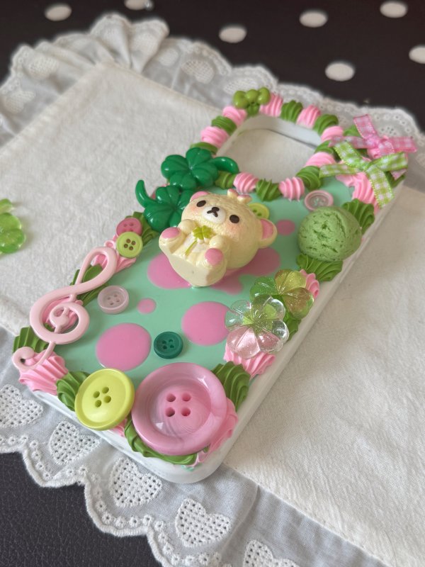 Clover Green Bear Phone Case